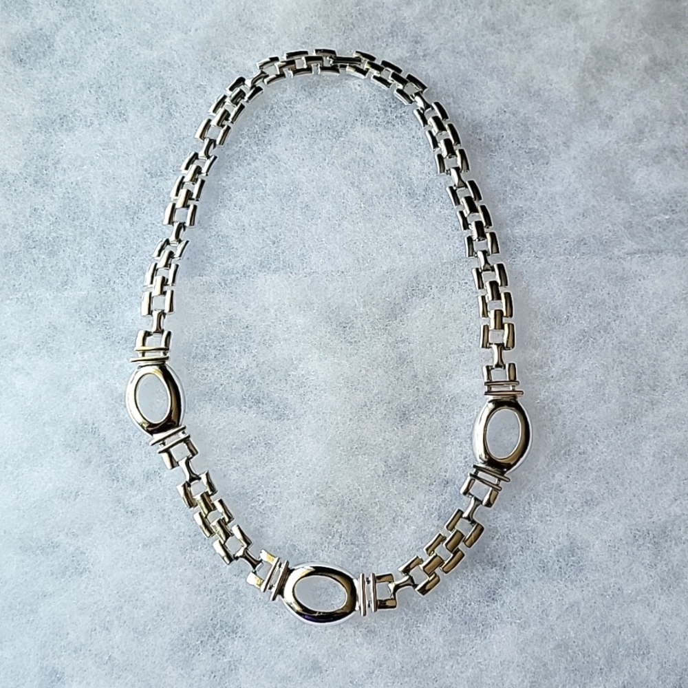 2/$8 Silver Tone Chunky Geometric Necklace